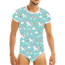 Load image into Gallery viewer, Adult Baby ABDL Snap Crotch Onesie Unicorn Print Diaper Bodysuit