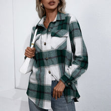 Load image into Gallery viewer, Autumn Winter Casual Fashion Plaid Print Women Shirt  Blouses Turn-down Collar Long Sleeves Front Pockets Button Closure Blouses