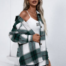 Load image into Gallery viewer, Autumn Winter Casual Fashion Plaid Print Women Shirt  Blouses Turn-down Collar Long Sleeves Front Pockets Button Closure Blouses