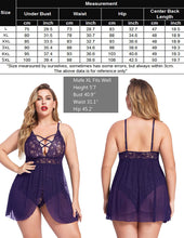 Load image into Gallery viewer, Avidlove Plus Size Babydoll Womens Snap Crotch Lingerie V Neck Lace Nighty Mesh Sleepwear Sexy Lingerie for Women Erotic  L-5XL