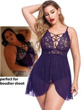 Load image into Gallery viewer, Avidlove Plus Size Babydoll Womens Snap Crotch Lingerie V Neck Lace Nighty Mesh Sleepwear Sexy Lingerie for Women Erotic  L-5XL