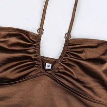 Load image into Gallery viewer, Backless Cami Tops Tees Ladies Fashion Cross Fitness Camisole Party Sexy Satin Women's Hollow Lace-up Short Chest Halter Top