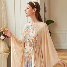 Load image into Gallery viewer, Beige Yellow Colorful Butterfly Sleeve Dress Middle Eastern Fashion Women's Robe Arab Hui Ethnicity Ramadan Dress Muslim Clothes