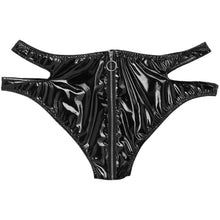 Load image into Gallery viewer, Black Womens Lingerie Sexy Underwear Nightwear Patent Leather Zipper Crotch Shiny Briefs Party Clubwear Low-waisted Underpants