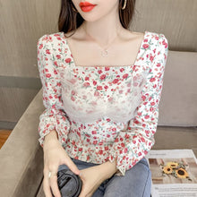 Load image into Gallery viewer, Blouse Women Autumn 2021 New Office Lady Korea French Style Long Sleeve Floral Print Blusas Womens Tops And Blouses
