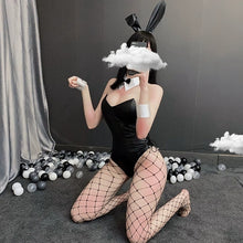 Load image into Gallery viewer, Bunny Tail Strapless Satin Bodysuits Women Pink Lovely Sexy Party Club Costume Bra Shape Backless Rabbit Body Suits sex skirt
