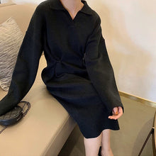 Load image into Gallery viewer, Casual Women's Dresses Design Loose Party Dress Woman Clothes Lazy Sweater Female Elegant Knitted Robe Autumn Oversize Vestidos