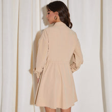 Load image into Gallery viewer, Casual Women's Dresses Drawstring Polo Collar Breasted Belt Pocket Woman Clothes Long Sleeves A-Line Dress Autumn Female Fashion