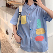 Load image into Gallery viewer, Chic Women Shirt Kawaii Ladies Casual Loose Tops And Shirts Female Korean Long Sleeves Blouses Chic Pocket