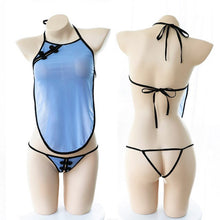 Load image into Gallery viewer, Chinese Style Women Lingerie Porn Nightclub Uniform Costumes Sexy Split Bandage Qipao See Through Mini Dress Erotic Cheongsam