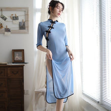 Load image into Gallery viewer, Chinese Traditional Dress Women Sexy Lingerie  Temptation Clothing China Style Side Slit Hollow Cheongsam Qipao  Chinese Dress
