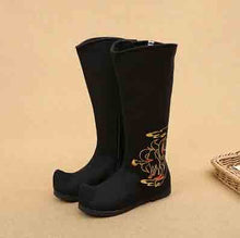 Load image into Gallery viewer, Chinese Traditional Hanfu Bow Boots For Men&Women Cloth Boots Hanfu Shoes Couples Black Hanfu Soap Boots For Men Women 35-44#
