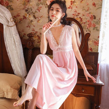 Load image into Gallery viewer, Cotton Home Suit Long White Nightgowns Palace Vintage Women Lace Night Gown Nighty Ladies Sexy Erotic Backless Satin Sleepshirts