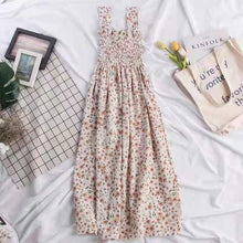 Load image into Gallery viewer, Dress for women Summer Round Neck Women Blouse Puff Sleeve Tops Short Sleeve Shirt Suspender Floral Dress Women Floral suspender