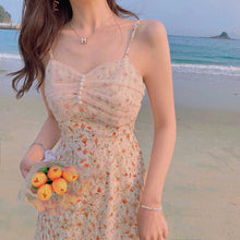 Load image into Gallery viewer, Dress for women Summer Round Neck Women Blouse Puff Sleeve Tops Short Sleeve Shirt Suspender Floral Dress Women Floral suspender