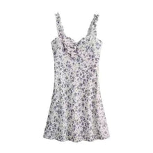 Load image into Gallery viewer, Dresses Women Sweet Korean Style Girls Floral Spaghetti Straps High-waist Summer Elasticity Mini Vestdios Female Japan Version