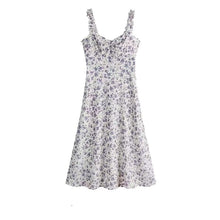 Load image into Gallery viewer, Dresses Women Sweet Korean Style Girls Floral Spaghetti Straps High-waist Summer Elasticity Mini Vestdios Female Japan Version