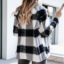 Load image into Gallery viewer, Elegant Spring Fall Women Long Sleeve Lapel Plaid Print Blouses Jackets Casual Buttons Cardigan Fashion Office Lady Party Coats