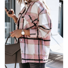 Load image into Gallery viewer, Elegant Spring Fall Women Long Sleeve Lapel Plaid Print Blouses Jackets Casual Buttons Cardigan Fashion Office Lady Party Coats
