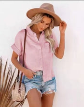 Load image into Gallery viewer, Elegant Summer Loose Women Tops Womens Blouses 3XL Short Sleeve Shirt Casual Cotton Turn-down Collar Ladies Blouses