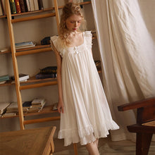 Load image into Gallery viewer, Fairy White Mesh Night Dress Women Summer Sleeveless Sexy Lace Peignoir Victorian Nightgowns Lolita Nightie Princess Sleepwear
