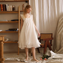 Load image into Gallery viewer, Fairy White Mesh Night Dress Women Summer Sleeveless Sexy Lace Peignoir Victorian Nightgowns Lolita Nightie Princess Sleepwear