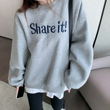 Load image into Gallery viewer, Fake Two-piece Hoodies Women Autumn Winter All-match Pullover Coat 2021 New Fashion Street Letter Casual Loose Female Clothes