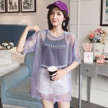 Load image into Gallery viewer, Fashion Hollow Out T Shirt Women Sexy Transparent Summer Tops Ladies Short Sleeve Loose Two set T-Shirts Women Tee Shirt