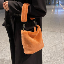Load image into Gallery viewer, Fashion Luxury Faux Fur Bucket Women's Handbags Designer Lady Hand Bags Fluffy Soft Plush Warm Winter Clutch Shoulder Bags
