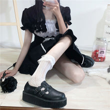 Load image into Gallery viewer, Fashion New Bandage Black Dress Woman 2022 Sweet Square Collar Lolita Dresses Summer Puff Short Sleeve Sexy Vestidos Mujer