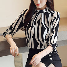 Load image into Gallery viewer, Fashion Woman Blouse 2021 Striped Chiffon Blouse Shirt Long Sleeve Women Shirts Office Work Wear Womens Tops