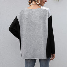 Load image into Gallery viewer, Fashion Women T-shirt Stitching Long Sleeve Shirt 2021 Spring Autumn Casual Tops Lady 2XL Comfy Splicing T-shirt V Neck Shirts