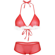Load image into Gallery viewer, Female Christmas Lingeries Sets New Sexy Lace Bra Briefs and Cape Top Thong Underwear Suits Women Christmas Red Clothing Suit
