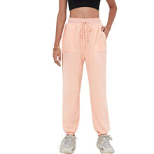 Load image into Gallery viewer, Fitness Clothing Woman Solid Color Pants Autumn Loose High Waist Ankle-length Pants with Belt Pockets Personality Trousers 2021