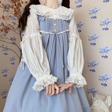 Load image into Gallery viewer, Fresh Peter Pan Collar Shirts for Women Elegant Patchwork Lace Tops Long Sleeve Sweet Japanese Lolita Blouses Mori Girl Spring