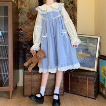 Load image into Gallery viewer, Fresh Peter Pan Collar Shirts for Women Elegant Patchwork Lace Tops Long Sleeve Sweet Japanese Lolita Blouses Mori Girl Spring