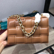 Load image into Gallery viewer, Golden Metal Chain PU Crossbody Messenger Bags Luxury Women Bags Designer Female Trend Plaid Shoulder Bag Lady Purse and Handbag