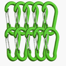 Load image into Gallery viewer, 10Pcs/Set Carabiners Aluminum Alloy D Carabiner Spring Snap Clip Hooks Keychain Climbing Carabiner for Keys Camping Tools
