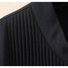 Load image into Gallery viewer, High Quality Women Chiffon Blouse Front Pleated Long Sleeve Bodysuit Office Ladies Shirts with Panties Solid Color Black Beige
