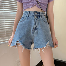 Load image into Gallery viewer, High Waist Denim Shorts Women's Summer 2021 New Small Loose Wide Leg Hot Pants A-shaped Pants