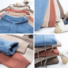 Load image into Gallery viewer, Hooded Sweaters For Women Slim Knitted Solid Plicated Stripe Pullovers Large Size Casual Harajuku Knitwear Sweatshirts Femme