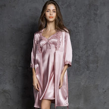 Load image into Gallery viewer, Ice Silk Pajamas Women's Two-piece Thin Home Service Night Gown Sexy Pajamas Summer Suspenders Nightdress Sleep Wear  Robe Sets
