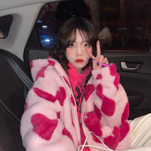 Load image into Gallery viewer, Jacket Woman Harajuku Two Sides Wear Y2k Lamb Wool Coat Women Pink 2023 Zipper Up Plush Stand Collar Warm Jackets Winter Clothes