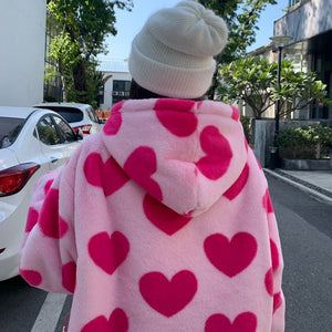 Jacket Woman Harajuku Two Sides Wear Y2k Lamb Wool Coat Women Pink 2023 Zipper Up Plush Stand Collar Warm Jackets Winter Clothes