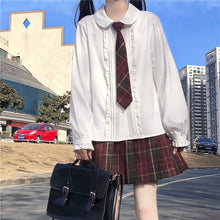 Load image into Gallery viewer, Japanese JK Blouses for Women Long Sleeve White Tops Uniform Femme Sweet Fungus Edge Cute Shirts Spring 2022 Mori Girl