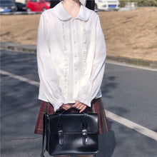 Load image into Gallery viewer, Japanese JK Blouses for Women Long Sleeve White Tops Uniform Femme Sweet Fungus Edge Cute Shirts Spring 2022 Mori Girl