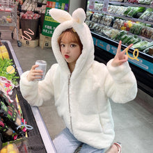 Load image into Gallery viewer, Japanese Jacket Women Harajuku Warm Hoodies Teddy Coat Faux Fur Coats Soft Girl Streetwear Korean Hooded Outwear BF Windbreaker