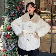 Load image into Gallery viewer, Japanese Korean Cute Lolita Jackets Women Winter Tea Party Horn Button Coat Female Kawaii Rabbit Fur Collar Lololita Coat Parkas
