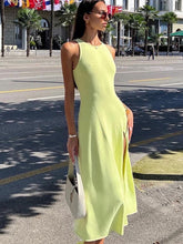 Load image into Gallery viewer, Knitted Split Sleeveless Midi Women Dress Sexy Solid Slim Hip Package Dresses 2023 Spring Summer Ladies Fashion Vestido