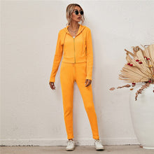 Load image into Gallery viewer, Knitted Tracksuit Women Two Piece Set Autumn Clothes Solid Color Zipper Hooded Top and Long Pants Suit Casual Lounge Wear Outfit